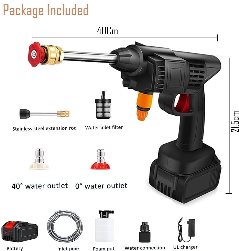 High-Pressure Car Washer Gun Heavy-Duty –  Double Battery Rechargeable Cordless